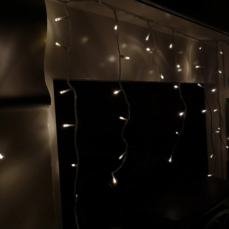 Image of 360 LED 8.8m Premier Snowing Iciclebrights Indoor Outdoor Multifunction Christmas Icicle Lights on Clear Cable with Timer in Warm White