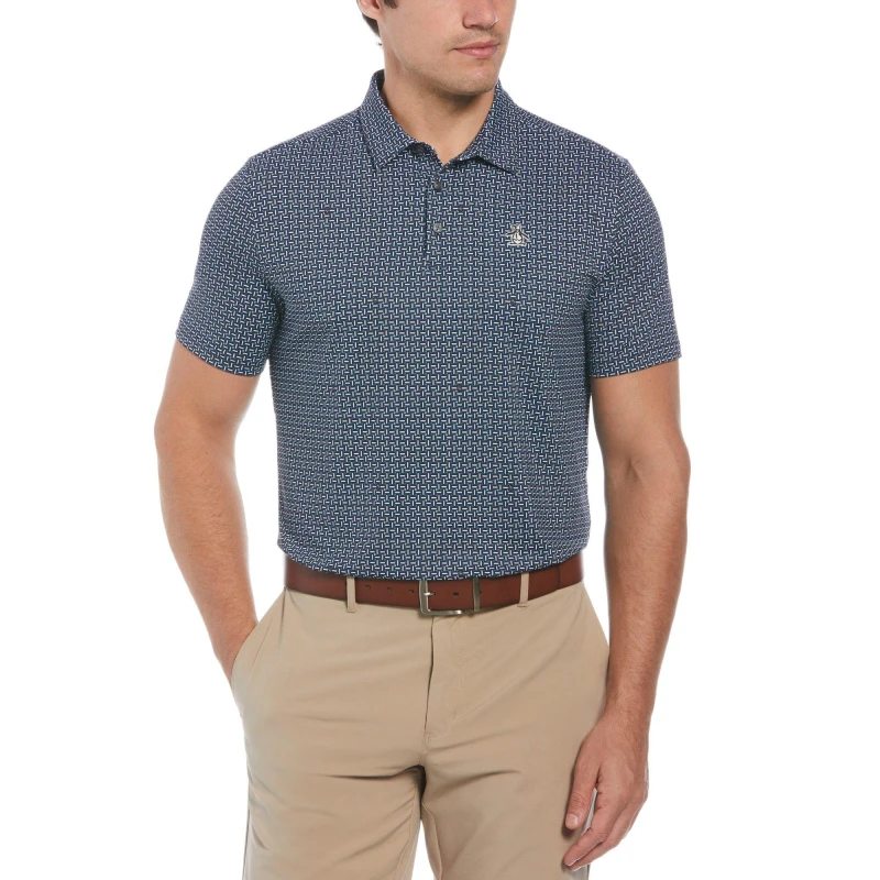 Image of Original Penguin Golf Mens Alovr Short-Sleeve Performance Polo Shirt Caviar male Small