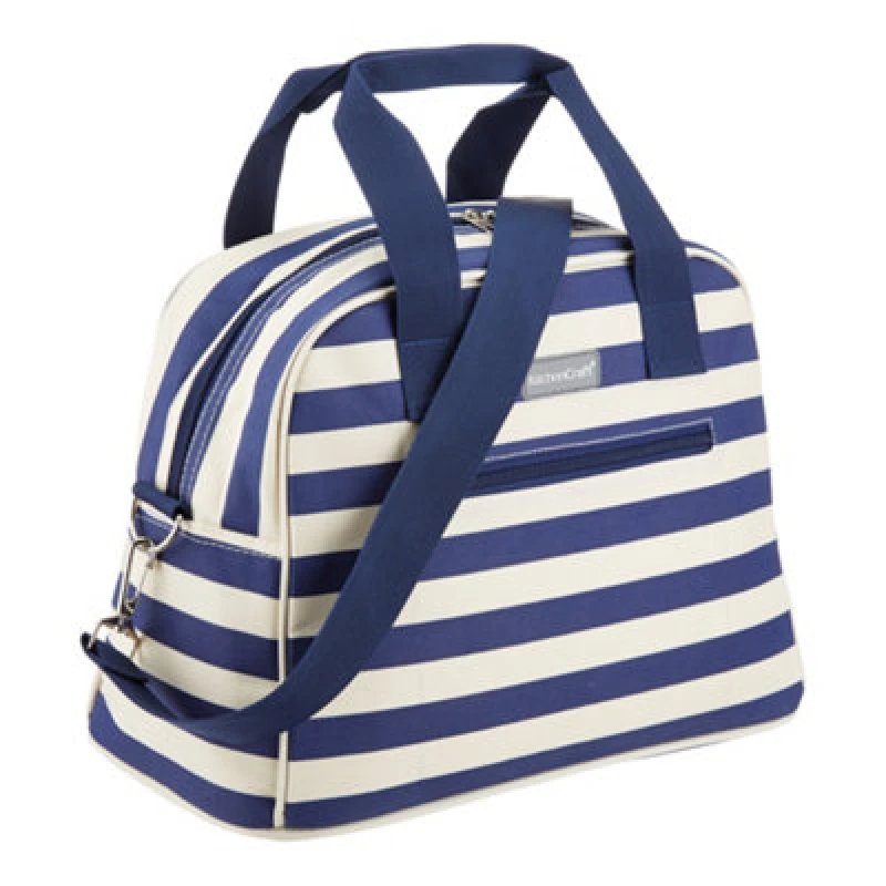 Image of Kitchencraft Lulworth 11.5 Litre Blue Stripe Holdall Style Cool Bag Blue unisex