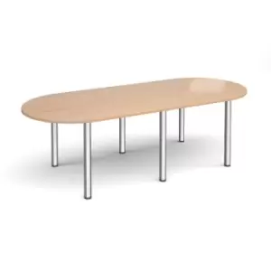 Image of Radial end meeting table 2400mm x 1000mm with 6 chrome radial legs - beech