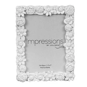 Image of 5" x 7" - Impressions Little White Flower Resin Photo Frame