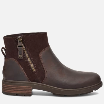 Image of UGG Womens Harrison Zip Waterproof Leather Ankle Boots - Stout - UK 3