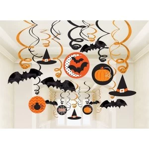 Image of Hats And Bats Hanging Swirls Halloween Decoration