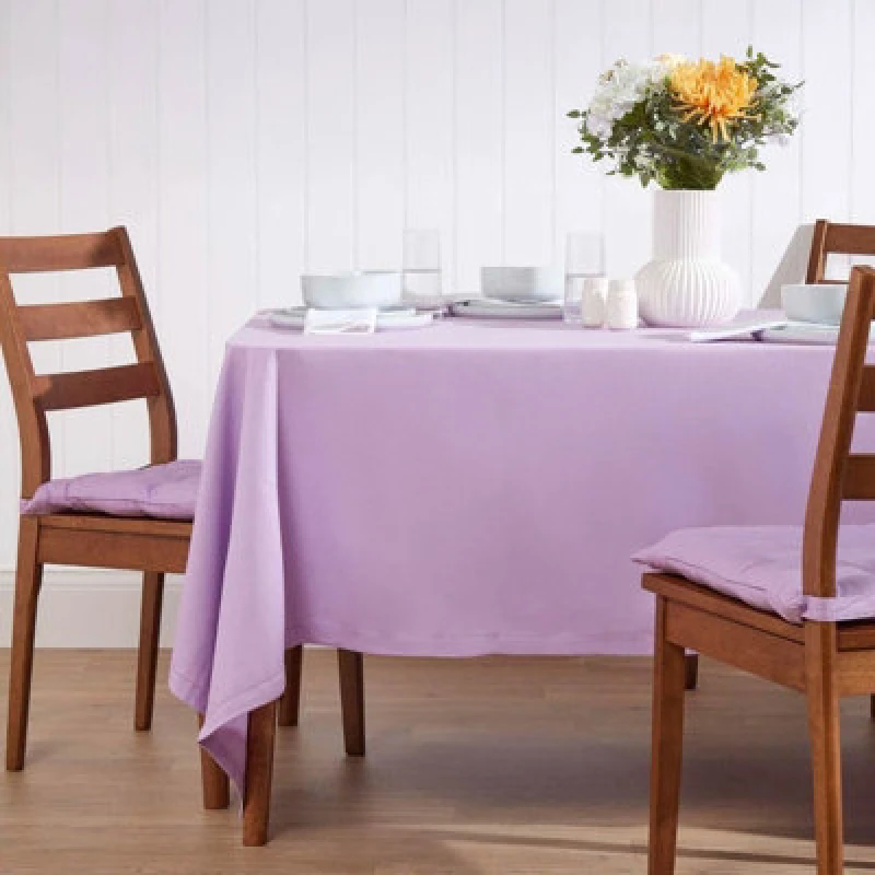 Image of Homescapes Plain Cotton Tablecloth, 137cm x 228cm Mauve