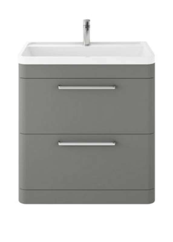 Image of Hudson Reed Solar Floor Standing 2 Door Vanity Unit With Polymarble Basin, Durable Modern Vanity Unit In Cool Grey, 800mm