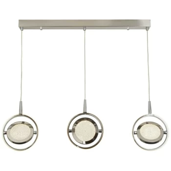 Image of Searchlight Lighting - Searchlight Gyroscope 3 Light LED Ring Bar Pendant Chrome, Crystal Sand 3000K