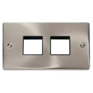 Image of Click Scolmore MiniGrid 2 Gang Plate (2+2) Aperture Satin Chrome - VPSC404BK