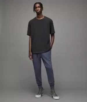 Image of AllSaints Mens Raven Cuffed Slim Sweatpants, Windy Blue, Size: XXL