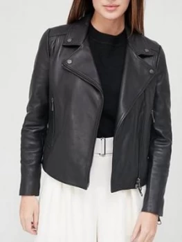 Image of Hugo Boss Sajuana 1 Leather Jacket Black Size 10 Women