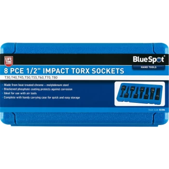 Image of Bluespot - 01506 8 Piece 1/2' Impact Torx Sockets (T30-T80)