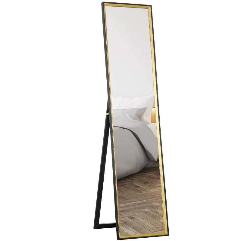 Image of HOMCOM Full Length Mirror Wall Mount Leaning Standing Mirror, Black White
