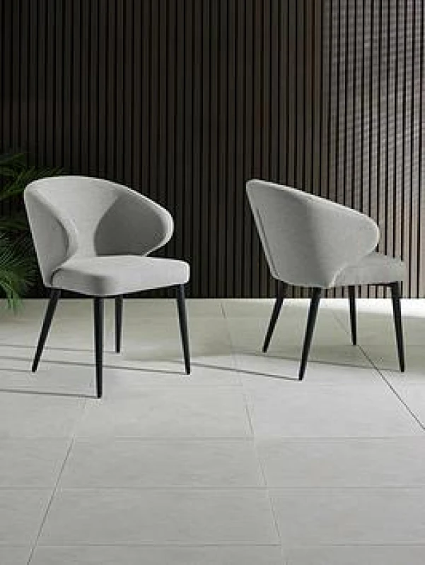 Image of SO'HOME Marius Curve Fabric Dining Chairs (Set of 2) Light Grey ONE SIZE