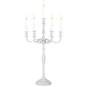Image of Candlestick White Aluminium Cast 80cm 5-Armed