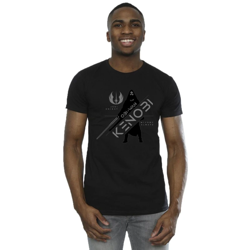 Image of Star Wars Star Wars Men Obi-Wan Kenobi Jedi Knight T-Shirt in Black Size: Small Black S Male 5059934429420