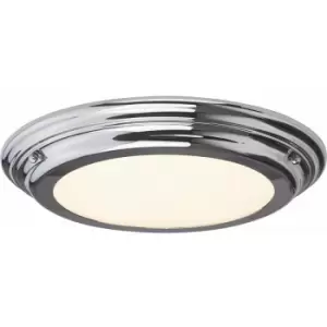 Image of 1 Bulb Flush Light Low Ceiling Polished Chrome LED 25W Bulb
