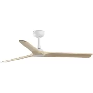 Image of Faro Heywood Medium White, Light Wood Ceiling Fan With dc Motor, 6 Speed