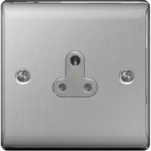 Image of BG Nexus Metal Brushed Steel 1 Gang Plug Socket Grey Insert 5A - NBS29G