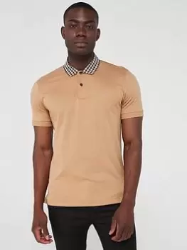 Image of BOSS Parlay 180 Regular Fit Polo Shirt - Beige , Beige, Size S, Men