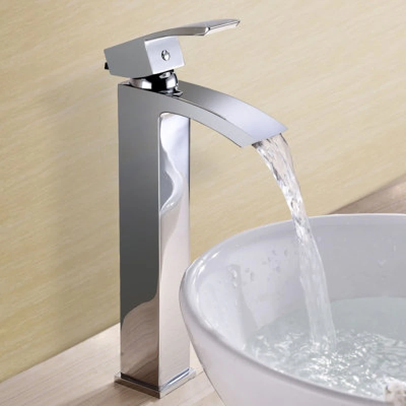 Image of NES HOME Arke Modern Extended Chrome Design Countertop Basin Mono Mixer Tap + Waste TAP12303+WST
