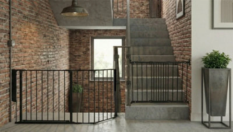 Image of Safetots Solution For Up And Down Staircases, Black, Multi Panels, Up To 135Cm, And, Screw Fit Gate, 67Cm - 105.5Cm