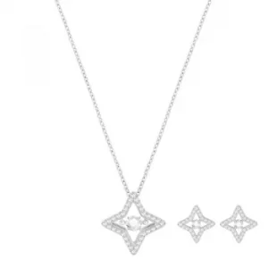 Image of Ladies Swarovski Silver Plated Sparkling Necklace and Earring Set