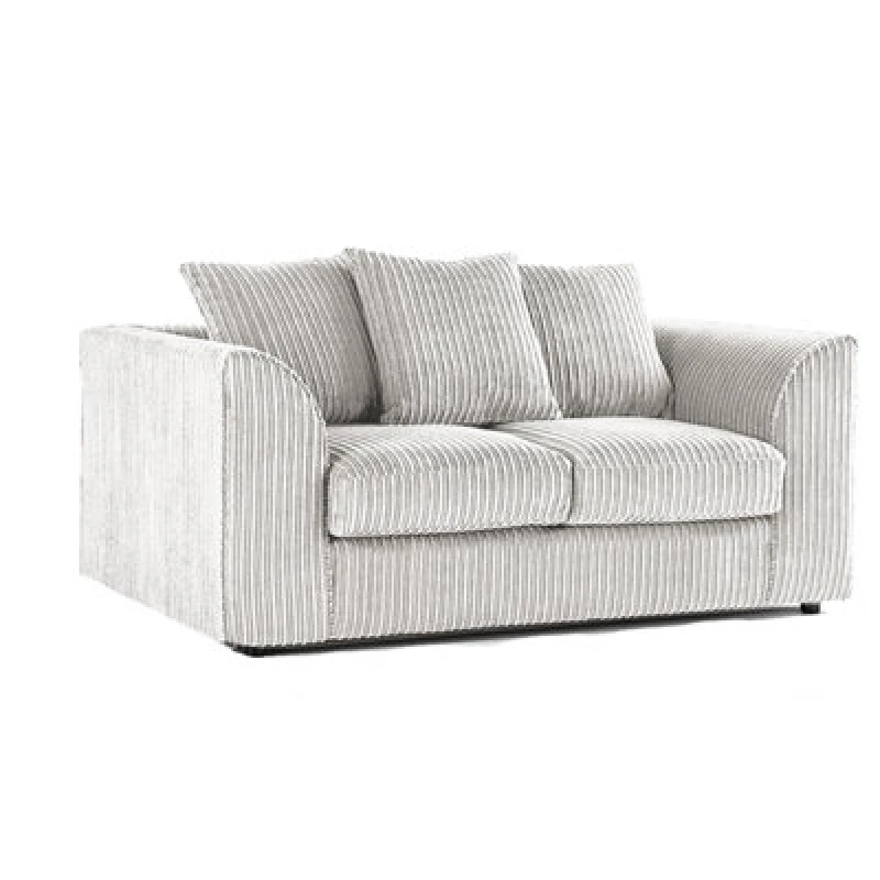 Image of Furnishings For Less UK Luxor Jumbo Cord Silver Fabric 2 Seater Sofa