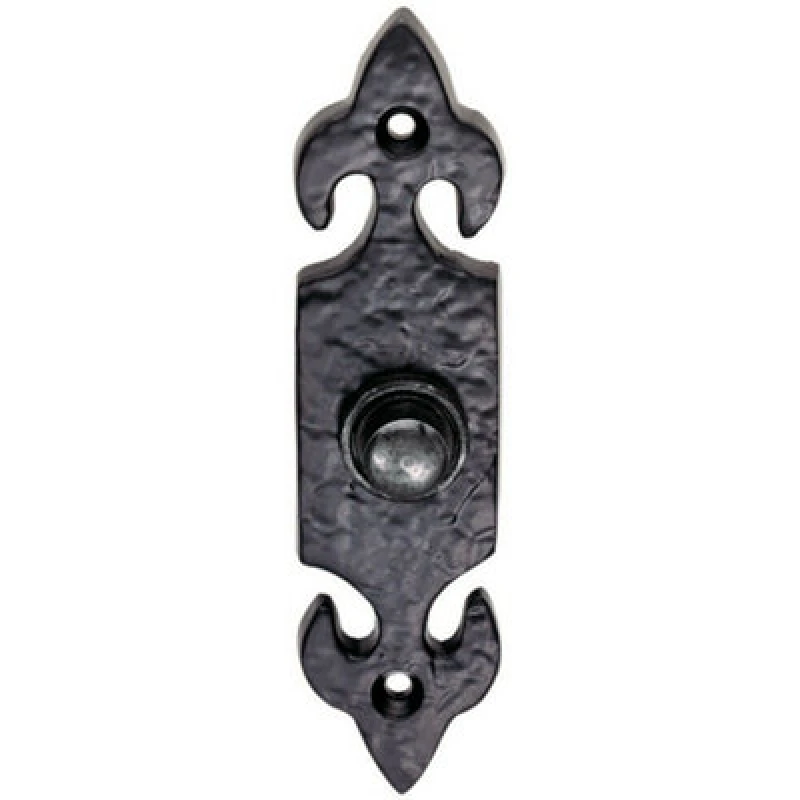 Image of Loops Decorative Door Bell Cover Black Antique 120 x 30mm Traditional Hammered Black unisex