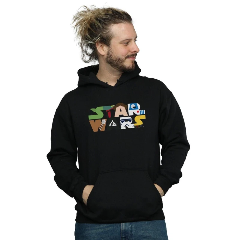 Image of Star Wars Star Wars Men Character Logo Hoodie in Black Size: Small Black S Male 5059308833006