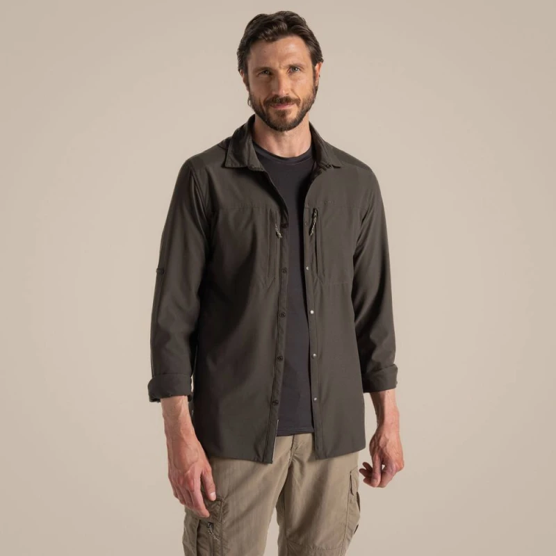 Image of Craghoppers Mens Nosilife Pro' Long Sleeve Shirt in Olive Size: Medium Olive Male M