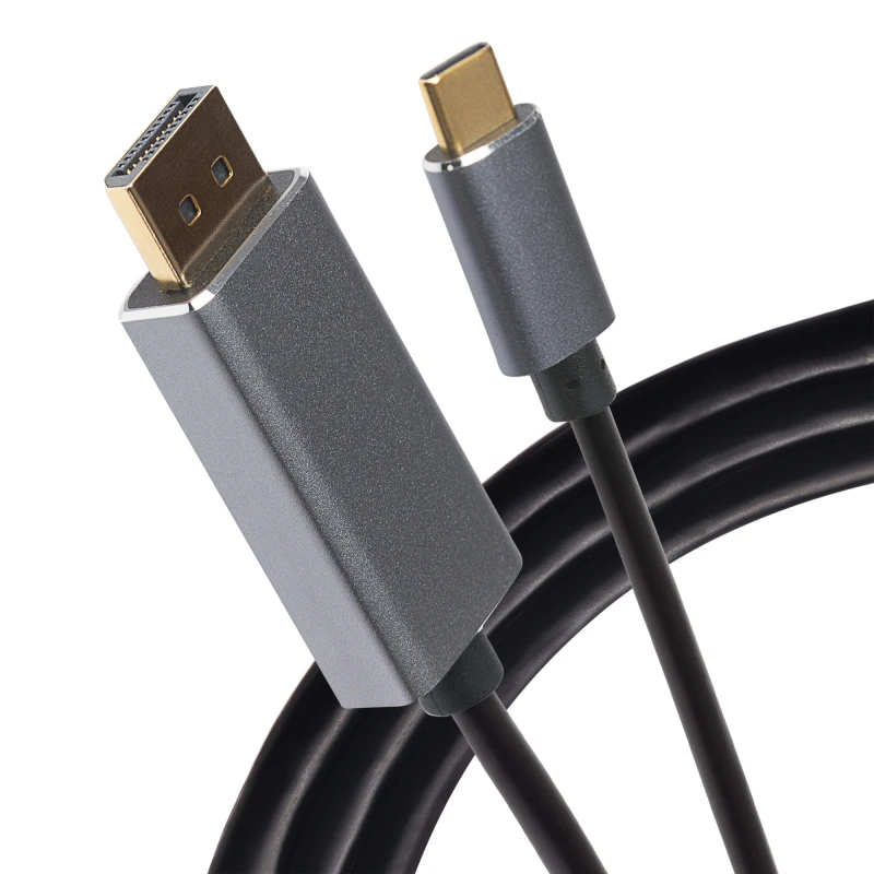 Image of Maplin Maplin 8K USB-C to DisplayPort V1.4 Cable with Gold Connectors - Black & Silver, 2m 616PAM