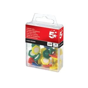 Image of 5 Star 15mm Indicator Pins Head Assorted Pack of 20