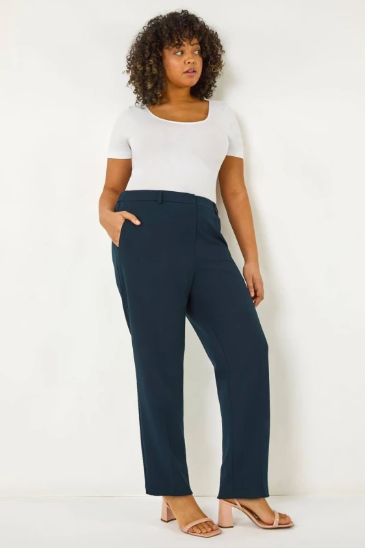Image of Roman Womens Curve Straight Leg Trouser in Navy Size: 20 Navy Female 20