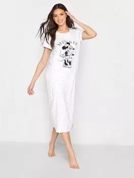 Image of Long Tall Sally Minnie Heart Aop Maxi Nightdress - White, Size 18-20, Women