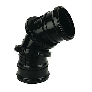 Image of FloPlast SP560B Soil Pipe 0 Deg - 90 Deg Adjustable Bend Double Socket - Black 110mm