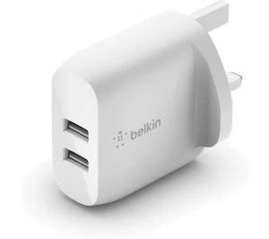 Image of BELKIN Dual USB-A 24 W Mains Charger - White