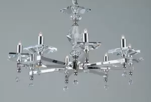 Image of Capri Optic Glass Pans Nickel 8 Arm Chandelier