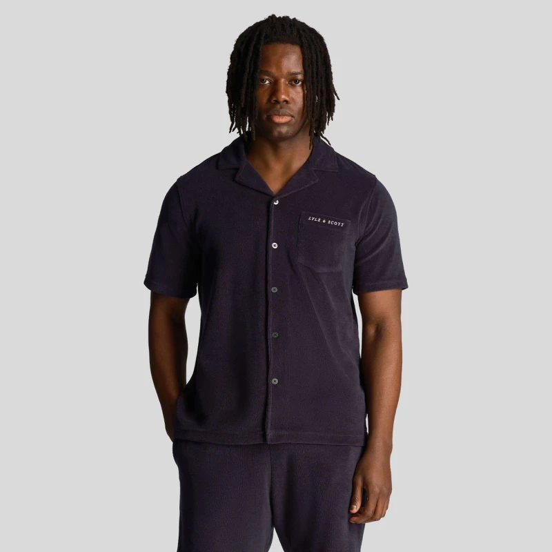 Image of Lyle and Scott Towelling Resort Shirt Navy male S