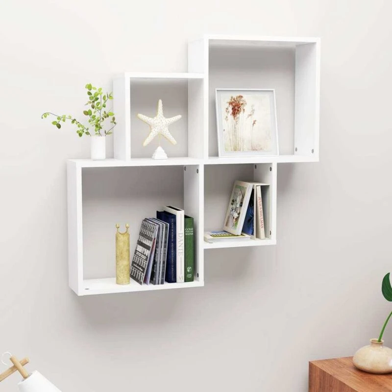 Image of VIDAXL Vidaxl - Wall Cube Shelf White 80x15x78.5cm Engineered Wood 8720286596777