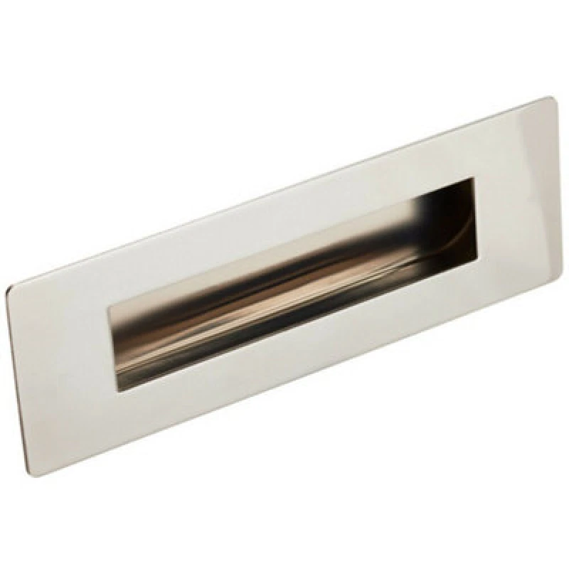 Image of Loops Recessed Sliding Door Flush Pull Handle 180 x 60mm Bright Stainless Steel Metallics unisex
