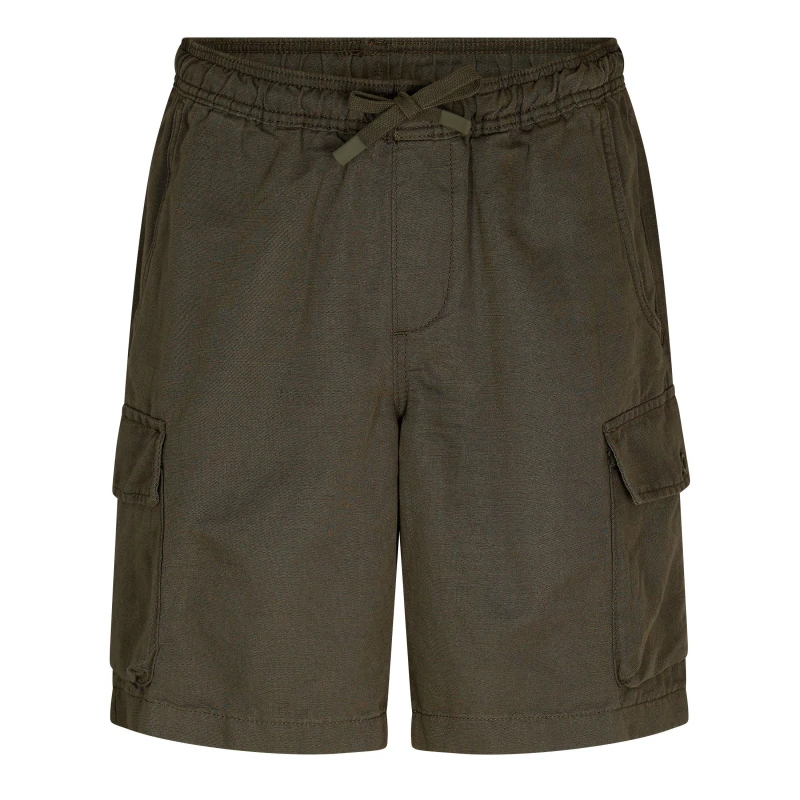 Image of Timberland Mens Linen Utility Cotton Dark Denim Chino Shorts Leaf Green male S