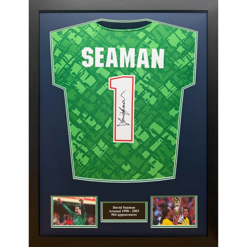 Image of AllStarSignings Ltd David Seaman signed Arsenal goalkeeper shirt Green unisex One Size