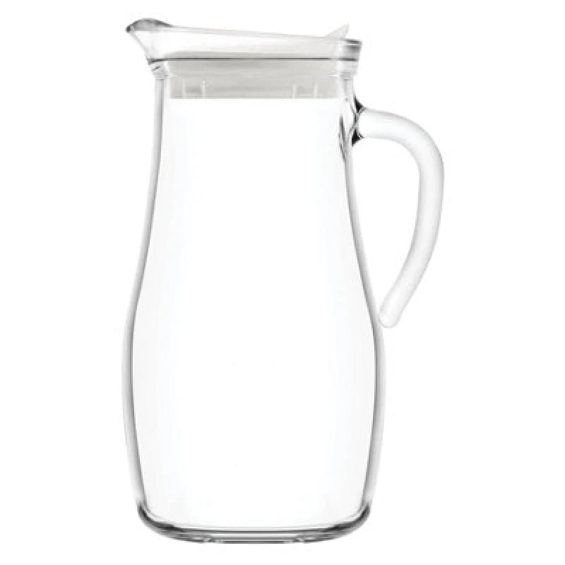 Image of LAV Glassware 1.8L Misket Glass Water Jug With White Silicone Lid - Kitchen Drinks Pitcher Dispenser Container Carafe Bottle