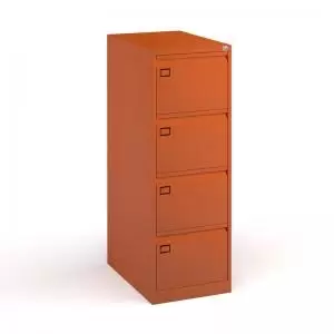 Image of Steel 4 drawer executive filing cabinet 1321mm high - orange