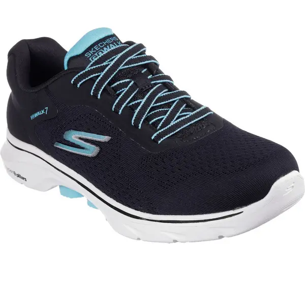 Image of Skechers Womens GO WALK 7 Lightweight Cosmic Waves Trainers UK Size 5 (EU 38) Black/Turquoise SKE2252-BKTQ-5