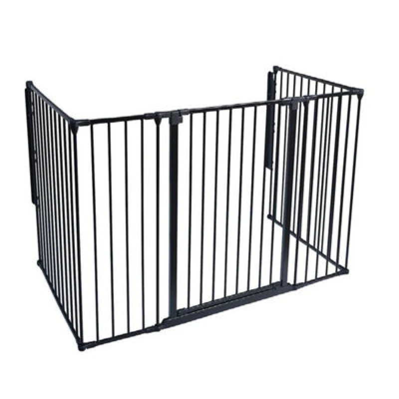 Image of Safetots Extra Tall Multi Panel Fire Surround, 77Cm Deep X 164Cm Wide, Black, 105Cm High, Baby And Toddler Fire Guard