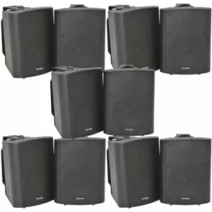 Image of Loops - 10x 90W Black Wall Mounted Stereo Speakers 5.25' 8Ohm Quality Home Audio Music