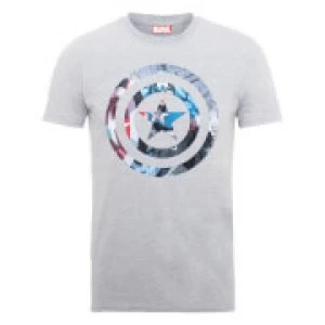 Image of Marvel Avengers Assemble Captain America Shield Montage T-Shirt - Grey - L