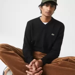 Image of Lacoste Mens V-Neck Wool Sweater Size 4 - M Black