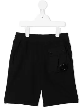 Image of C.P COMPANY KIDS Micro-lens jersey shorts Black