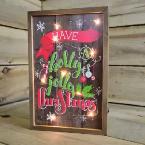 Image of 20cm x 30cm Festive Light Up Christmas Snowman Wall Plaque Decoration - Design c